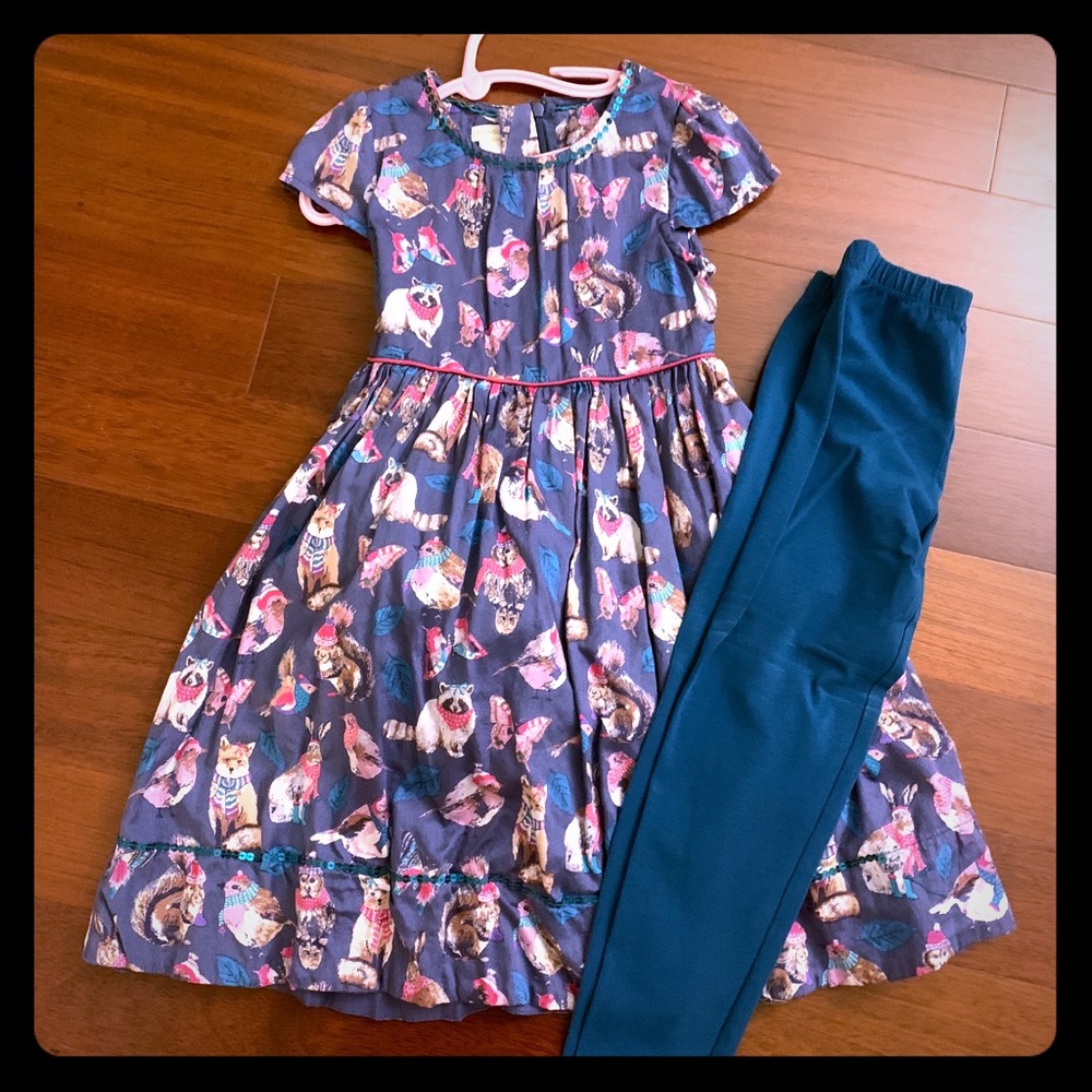 Cute eclectic animal print dress with teal legging